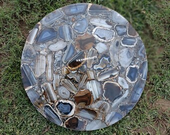 Natural Mix Agate Coffee Table, Natural Agate Coffee Table, Agate Center Table For Home, Agate Luxury Table For Restaurants and Hotels