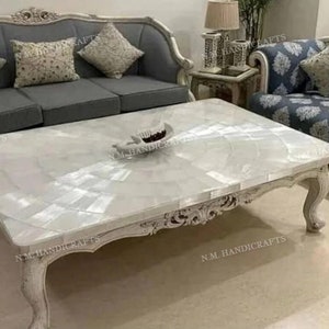 Selenite Starburst Dining Table Top, Selenite Vanity Top, Selenite Counter Top, Selenite Slabs, Buffet Counter, Luxury Gem Stone Furniture