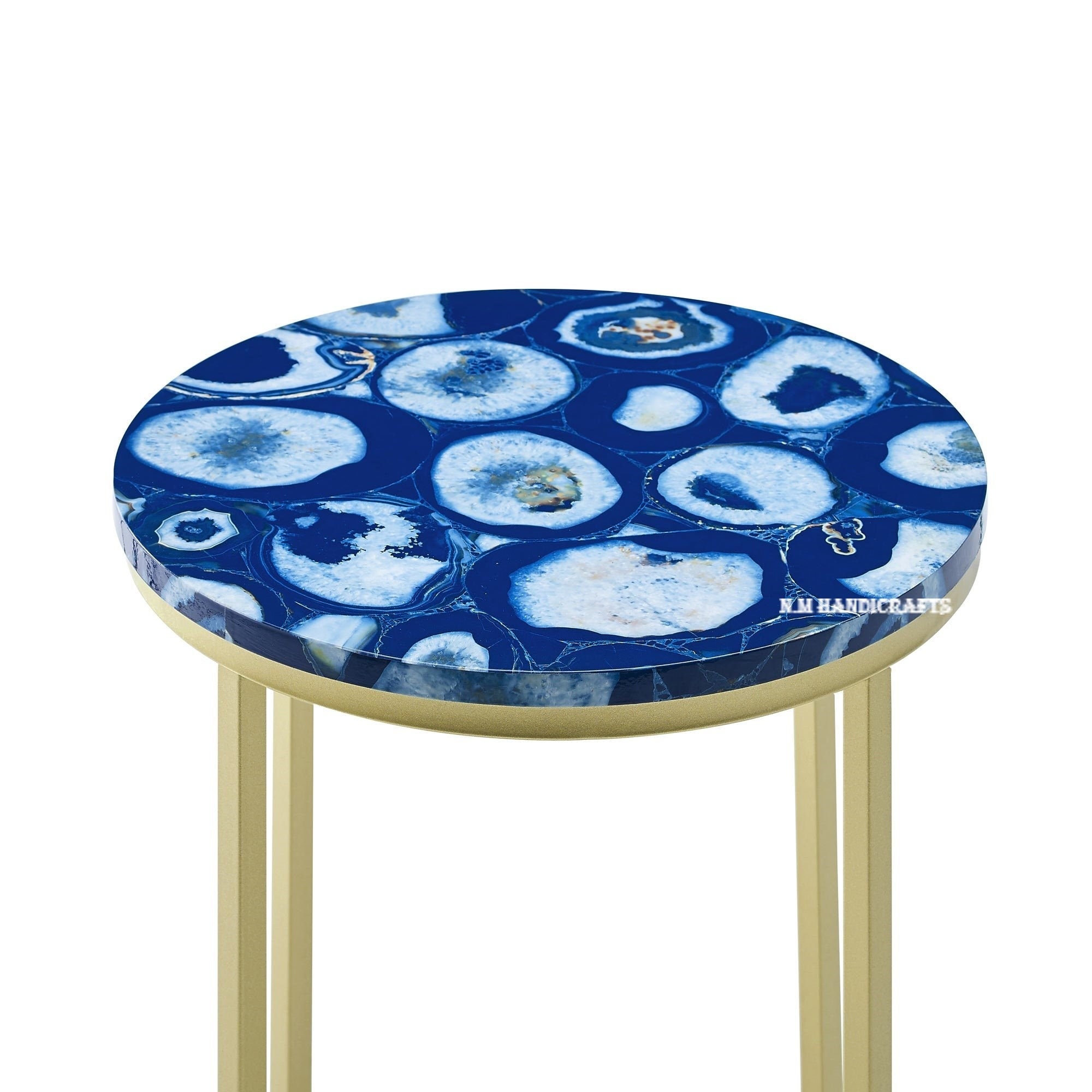 Blue Agate Table Top, Coffee & End Table, Side Table, Office Table, Centre Table, Patio Table, Agate Stones Marquetry, Home And Office Decor