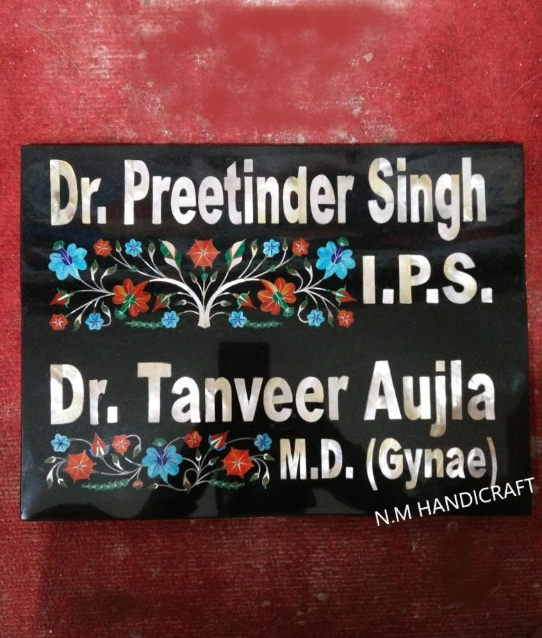 Decorative Marble Name Plate, Personalized Wall Hanging Name Plate, Custom Name on White Marble inlay art, Name Plate, House Name Plate