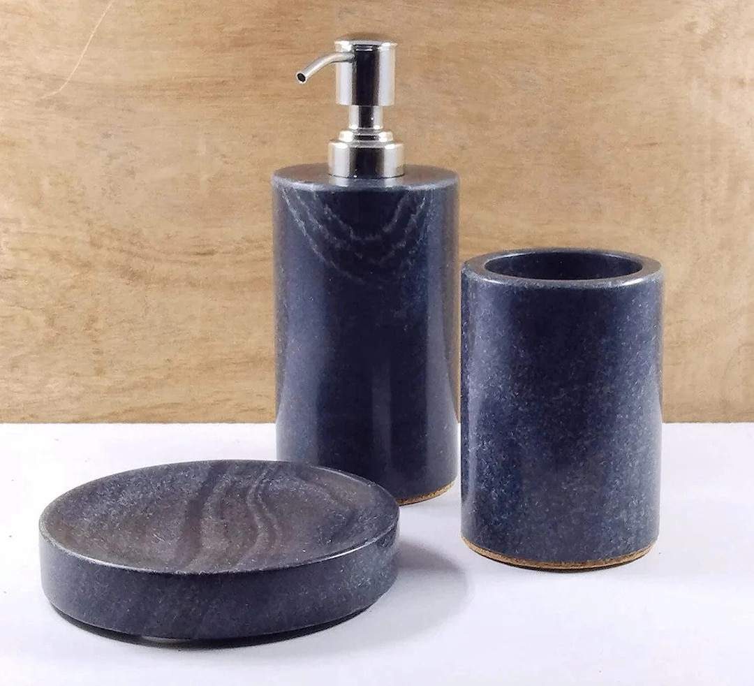 Green Marble Bath Set, Luxury Bathroom, Soap Dispenser, Soap Dish, Bathroom Accessories Set of