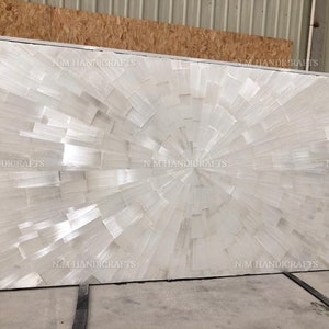 Selenite Starburst Dining Table Top, Selenite Vanity Top, Selenite Counter Top, Selenite Slabs, Buffet Counter, Luxury Gem Stone Furniture