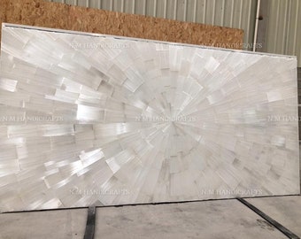 Selenite Starburst Dining Table Top, Selenite Vanity Top, Selenite Counter Top, Selenite Slabs, Buffet Counter, Luxury Gem Stone Furniture