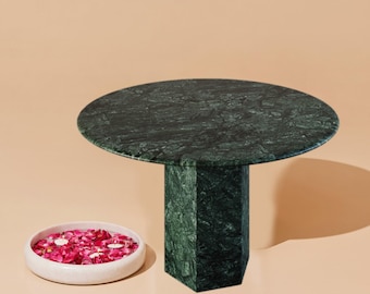 Green Marble Coffee Table, Marble Center Table, Dining Table For Home, Marble Living Room Table with marble stand, Restaurant Table