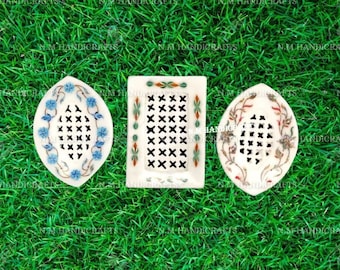 Marble Soap Dish, 3 Pcs Set, Soap Holder, Lattice Work, Finest Work, pietre dure, Drain Marble Inlay Soap Holder, Eco Friendly, Handmade Art