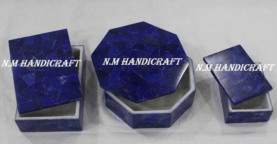 Eye Catching Lapis Lazuli Inlaid White Marble Box, Trinket Box, Unique Gift For Her, Handcrafted Jewel Box, Multi Use Box, A Couple Gift