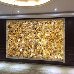 Transparent Yellow Backlit Agate Stone Slab, Use On, Table top, Bars & Counters, Kitchen Slab, Wall Decor, Home And Office Decor, Wall Panel