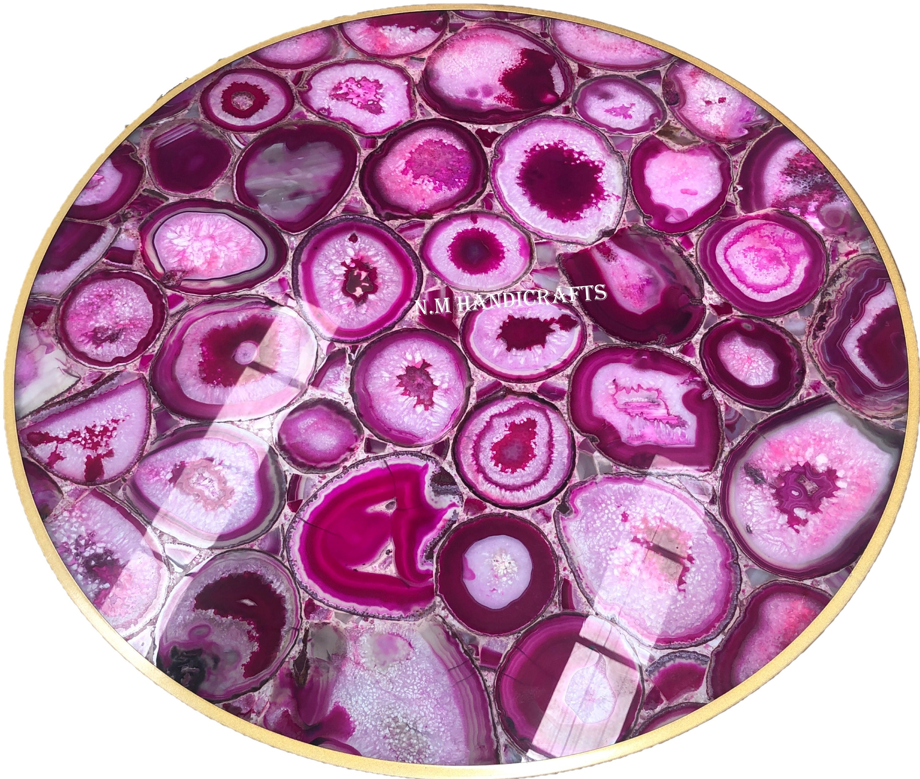 Pink Agate Stone Table Top, Mid Century Coffee & End Table, Patio Table, Agate Stone Marquetry, Decorative Design, Home Decor, Family Gift,