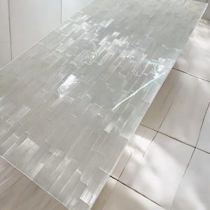 Selenite Coffee Table Top, Selenite Center Table Top, Selenite Kitchen Dining Table, Selenite Counter Table Top, Home Decor Table Furniture