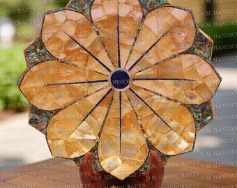 Frutero de mármol, cuenco de loto con incrustaciones de piedras preciosas, cuenco decorativo para mesas centrales, arte decorativo y objetos de colección para el hogar.