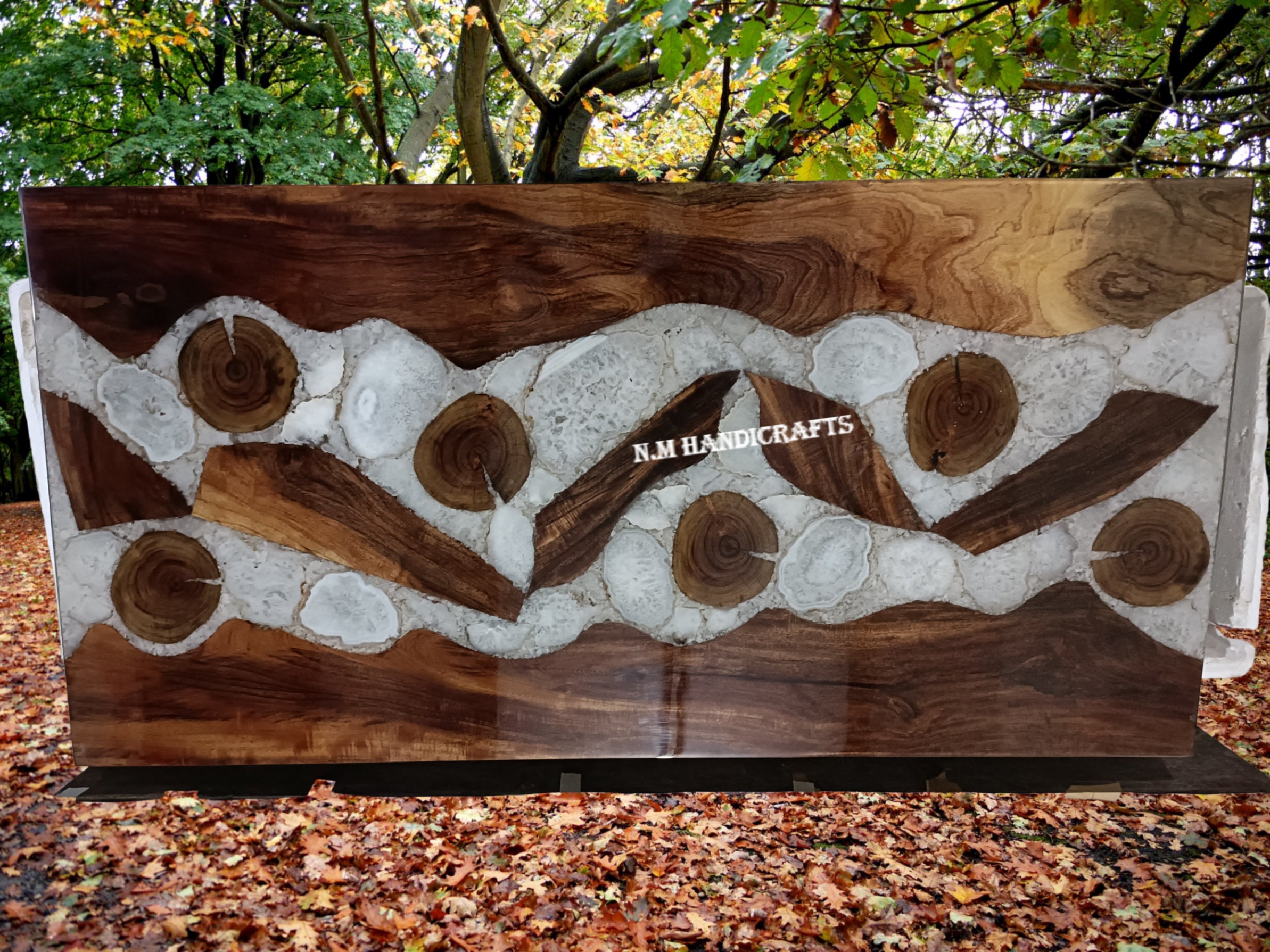 Buy Ready Epoxy Resin Table, Wood And Agate Mix, Dining Table, Hallway