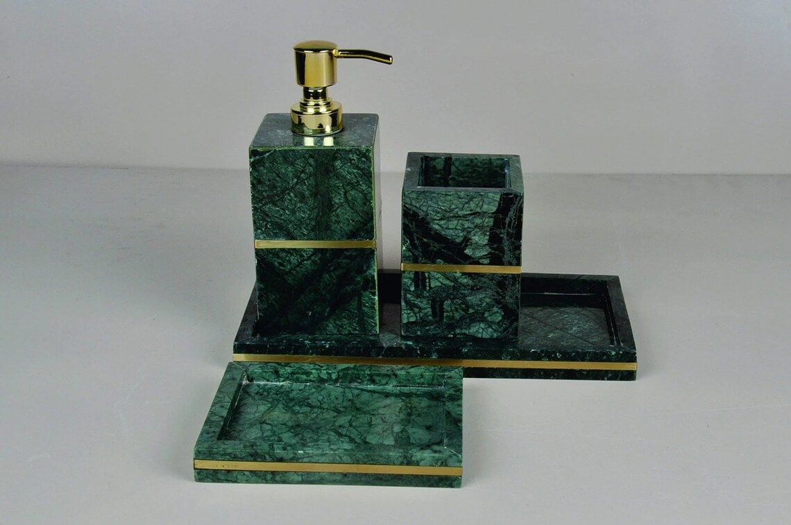 Natural Stone Bathroom Accessory Set, Marble Bathroom Set, Soap