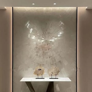 Selenite Wall Panel, Selenite Tiles, Selenite wall decor, Selenite Counter Top, Selenite Wall Highlighter, Luxury Gem Stone Furniture
