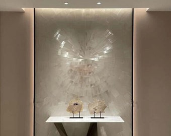 Selenite Wall Panel, Selenite Tiles, Selenite wall decor, Selenite Counter Top, Selenite Wall Highlighter, Luxury Gem Stone Furniture