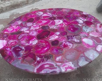 Pink Agate Table Top, Natural Agate Side Table, Pink Agate Coffee Table, End Table, Console Table, Gemstone Table Top, Home & Office Decor