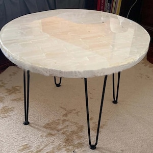 Selenite Coffee Table Top, Selenite Side Table, Selenite Dining Table, Round Selenite Table, Healing Crystal Table, Selenite Office Table