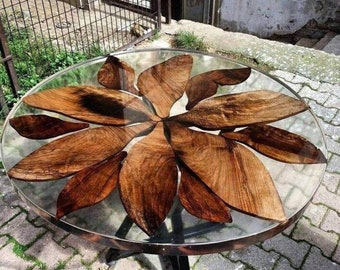 Wooden Coffee Table, Clear Epoxy Table, Transparent Table Top, Glass Look Resin Table, Live edge table, Hallway Table, Garden Table,Side Top