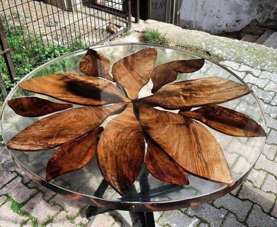 Wooden Coffee Table, Clear Epoxy Table, Transparent Table Top, Glass Look  Resin Table, Live Edge Table, Hallway Table, Garden Table,side Top 