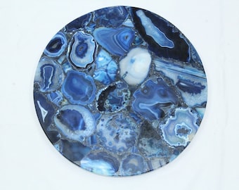 Blue Agate Table Top Round Table, Side Table, Coffee Table, Patio Table, Kitchen Table, Hallway Table, Agate Stone Table Home Décor