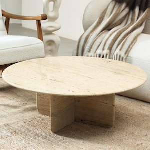 Travertine Marble Coffee Table, Travertine Stone Center Table, Marble Living Room Table with marble stand, Restaurant Coffee Table