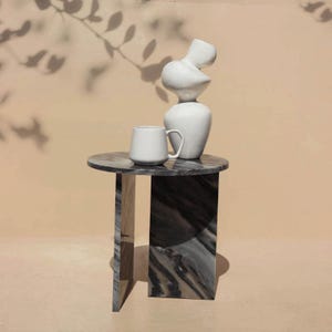 Marble Table Coffee Top, Natural Marble Side Table, Coffee Table For Home, Marble Living Room Table with marble stand, Restaurant Table