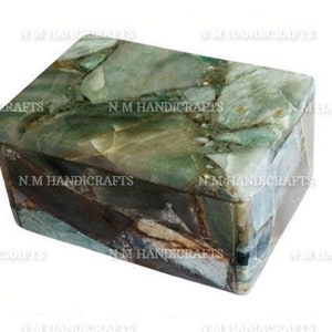 Grüne Aventurin-Schmuckschatulle, Aventurin-Aufbewahrung, Schmuckschatulle, Mehrzweckbox, Geschenk, handgefertigte Schmuckschatulle, Mehrzweckbox, graue Steinbox