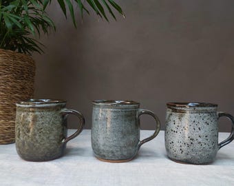 Handcrafted Clay Grey Green and Brown Milkyway Tea or Coffee Mug