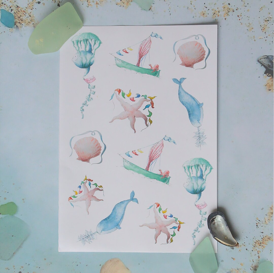 Meer Sticker Stickers, Pack, Marine, Sea, Designer, Recycled, Illustrated, Sets ...