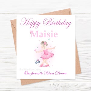 Personalised Birthday Card, Ballet Birthday Card, Ballerina Theme Handmade Card, Ballerina Card, Custom Card, Ballet Theme, Little Ballerina