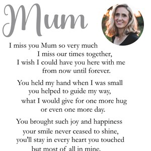 Personalised Mum Memorial Grave Card With Photo, Heavenly Card Mum ...