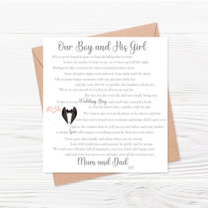 Carte de mariage pour fils, carte de mariage sincère, carte de mariage des parents au fils, carte spéciale jour de mariage pour fils, carte de fils, carte de marié