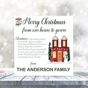 Carte de Noël personnalisée de notre maison à la vôtre, carte spéciale pour les amis de la famille, grande carte de Noël sentimentale personnalisée