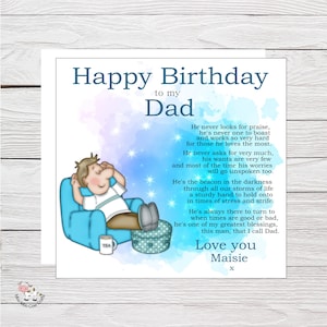 Carte d'anniversaire pour papa avec couplet, papa, papa, carte d'anniversaire pops, carte d'anniversaire personnalisée sentimentale