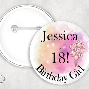Personalised Balloon Badge: Large 75mm Party Favor