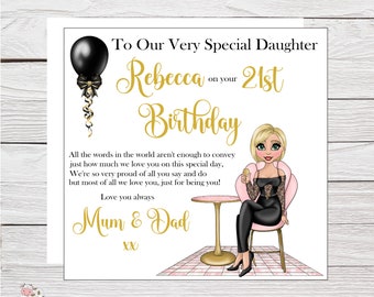 Birthday Card for Daughter, Card to a Wonderful Daughter, 18th, 21st, 30th Badge, Matching Personalised Wrapping Paper