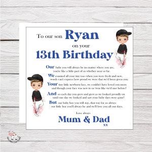 Grande carte de joyeux anniversaire personnalisée pour fils, 13e, 14e, 15e, 16e, carte sincère, carte de fils, carte d'anniversaire spéciale notre garçon