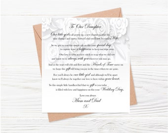 To Our Daughter on her Wedding Day Card, Wedding Day Card for daughter, Special Card for Daughter on Wedding Day, Wedding Day Card