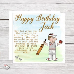 Grande carte d'anniversaire personnalisée cricket, carte d'anniversaire spéciale pour papa, mari, mari, petit ami avec papier cadeau assorti, emballage cadeau