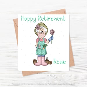 Carte de retraite, À la retraite, Carte de retraite pour une femme, Carte personnalisée, Retraite, Carte personnalisée