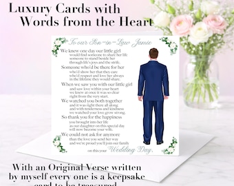 Son-in-Law Wedding Card: Welcome to Our Family, Large Luxury Personalised with Original Sentimental Verse