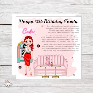 Carte d’anniversaire pour fille Rockabilly, carte Rock and Roll pour femme, partenaire, petite amie, emballage cadeau Rockabilly, papier d’emballage, carte Rock n Roll
