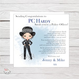 Félicitations à un nouveau policier, carte de policière nouvellement qualifiée, carte de femme policière, carte de félicitations, vous avez réussi