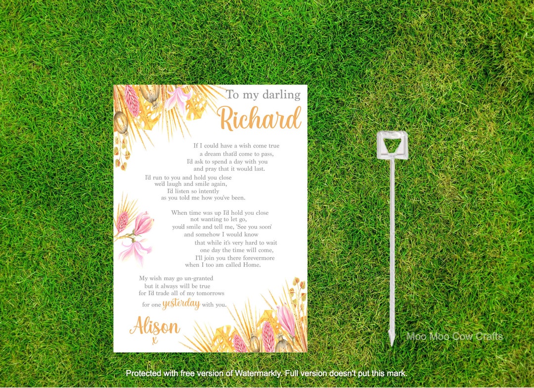 Husband Brthday Memoral Grave Card Husband Memoral Card Gravesde Husband N Heaven Premum - View #8