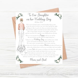 Large Personalised Daughter Card for Wedding, Special Card for Daughter Wedding Day, Sentimental Wedding Day Card and Matching Giftwrap