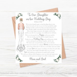 Grande carte fille personnalisée pour mariage, carte spéciale pour le jour du mariage fille, carte sentimentale pour le jour du mariage et emballage cadeau assorti