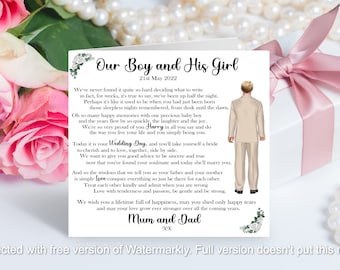 Large Wedding Card for Son, Heartfelt Wedding Card from Parents to Son, Special Wedding Card For Our Boy, Son Wedding Day Card