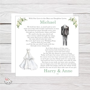 Faire-part de mariage pour nouveau gendre, Faire-part de mariage pour petite fille, nous avons adoré sa première carte de mariage avec un couplet sentimental de parents