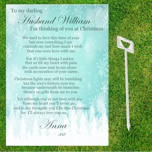 Carte de Noël personnalisée pour une tombe commémorative, carte au bord de la tombe, carte de sympathie du souvenir en pensant à vous pour mari, femme, partenaire, maman, papa