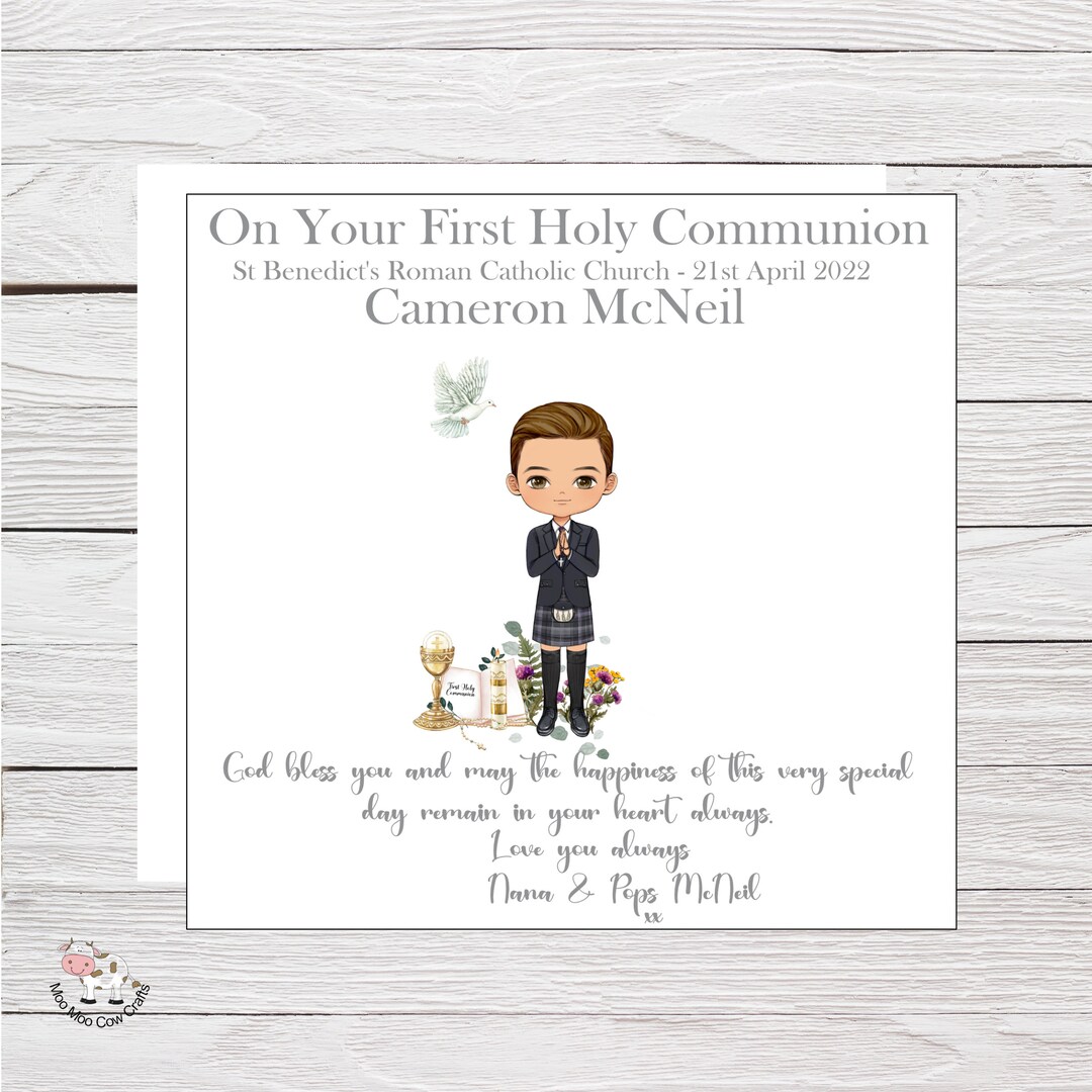 Personalised First Holy Communion Card for Boy With Kilt - Etsy