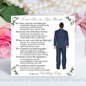 Grande carte de gendre, carte de mariage pour gendre, carte de mariage, carte pour nouveau gendre, carte pour nouveau gendre, carte personnalisée avec poème